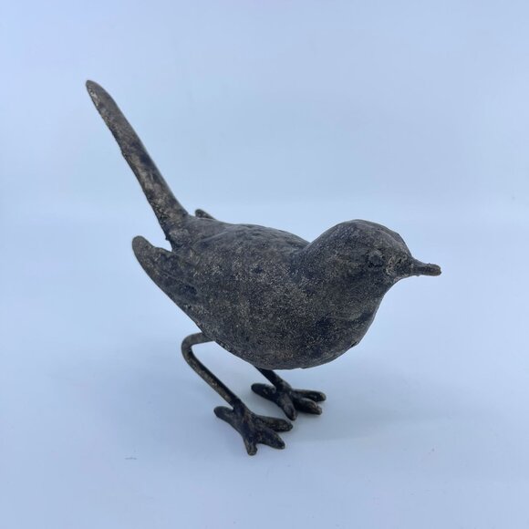 cast iron bird figurine pair with bronze patina rustic - Picture 2 of 11